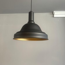Bamyum Ulmete Siyah Fener Başlık Tekli Sarkıt Avize Salon Ofis Otel Restoran Avizeleri Vintage Tasarım