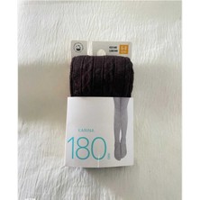 Düven Kestane Rengi Triko Burun Dayanıklı Desenli Külotlu Çocuk Çorabı - ( Kalın Karına Külotlu Çorap )