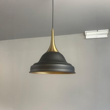 Bamyum Ulmete Siyah Renk Eskitme Külah Başlık Tekli Sarkıt Avize Salon Restoran Avizeleri Vintage Tasarım