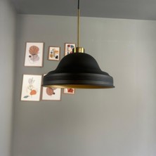 Bamyum Ulmete Siyah Ince Eskitme Başlık Tekli Sarkıt Avize Salon Ofis Otel Avizeleri Vintage Tasarım
