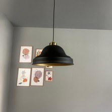 Bamyum Ulmete Siyah Küçük Plafonyer Başlık Tekli Sarkıt Avize Salon Otel Restoran Avizeleri Vintage Tasarım