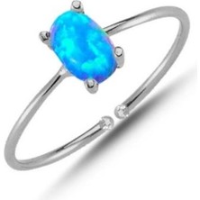 Eyelashes Silver 925 Ayar Gümüş Ayarlanabilir Mavi Opal Yüzük