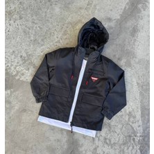 Linoş Kids Unisex Çocuk Kapüşonlu Çift Cepli Mevsimlik Yağmurluk