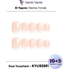 Takma Takma 15'li Ten Kısa Yuvarlark KYL1535FI Tekrar Kullanılabilir El Yapımı Protez Takma Tırnak - Ten Rengi-M