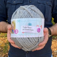 Yumakça Ihraç Fazlası Saf Yün Kalın Chunky Finger Dev Iplik M009167 Gri | 800-900 gr