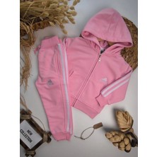 Kids Moda Evi Fermuarlı, Kapşonlu, Çizgi Detaylı Çocuk Eşofman Takımı.