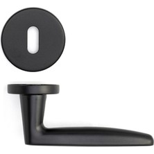 System Polna Rozetli Kapı Kolu Mat Siyah Renk Oda Rozetli