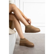 Pasyone Kadın Triko Boğazlı Kalın Taban Süet Içi Kürklü Şık Günlük Bot