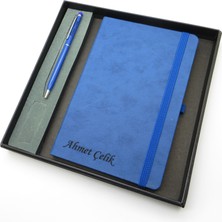 Signator® Codex | N102 Kişiye Özel Defterli Set - Isme Özel Mavi Kalem + Isme Özel Mavi Defter | Isme Özel Kutusunda Hediyelik Set