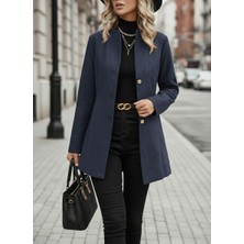 Barbora Tasarım Yaka Kaşe Lacivert Kaban
