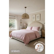 Anılsan Camelia King Düz Ranforce Nevresim Set- Pudra %100 Pamuk