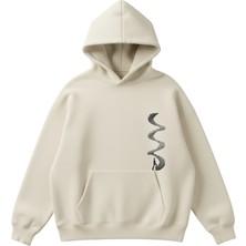 Venditore Kalbe Çıkan Merdiven Baskılı Unisex Boxy Fit Hoodie Sweatshirt