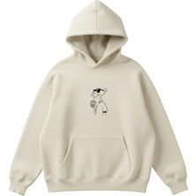 Venditore Pembe Panter Baskılı Unisex Boxy Fit Hoodie Sweatshirt