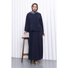 İmaj Butik Lacivert Cepli Bluz Etekli Takım