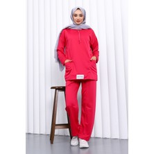 İmaj Butik KOYU FUŞYA Önü Etiketli İki İplik Tesettür Takım