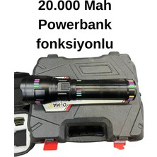 Q-Max 7000 Lümen Gücünde, 20000 Mah Kapasiteli El Feneri ve Çok Fonksiyonlu 70W Zoom'lu Type-C
