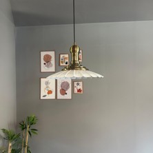 Bamyum Risso Beyaz Metal Büyük Avize Uzun Eskitme Tokmak Başlık Tekli Cafe Mutfak Modern Sarkıt Aydınlatma