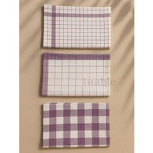 Tuable Monika 3’lü Pamuklu Set Kurulama Bezi Lila 45X65 cm – Su Emici, Yumuşak, Renkli Mutfak Havlusu