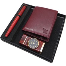 Kişiye Özel Cüzdan + Saatli Çakmak + Roller Kalem Seti | Kalem + Hakiki Deri Cüzdan ve Çakmak | Isme Özel Hediyelik Set