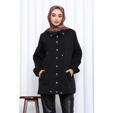 İmaj Butik Siyah Çıtçıt Detaylı Cepli Ceket