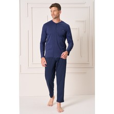 Remsa Erkek Pamuk Uzun Kol Pijama Takımı 4109 Lacivert