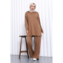 İmaj Butik Vizon Biyeli Tunik Pantolonlu Modal Takım