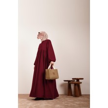 Ande Tesettür Robalı Triko Ferace - Bordo