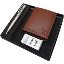 Kişiye Özel Set - Deri Cüzdan + Çakmak + Kalem Seti | Kalem + Hakiki Deri Cüzdan ve Çakmak | Isme Özel Hediyelik Set