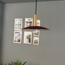 Bamyum Zetra Vişne Çürüğü Metal Avize Tekli Ahşap Başlık Mutfak Modern Dekoratif Sarkıt Aydınlatma