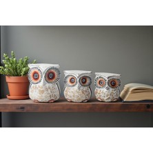 Elifeshop El Yapımı Renkli Ahşap 3’lü Baykuş Heykel Biblo Seti Yeni Yıl Ev Ofis Hediyesi Konsol Vitrin Bahçe