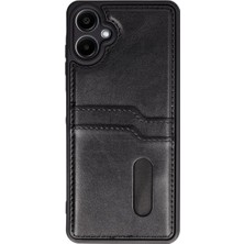 Evolvera Samsung Galaxy A06 Kılıf Sara Kartvizitli Deri Kılıf - Siyah