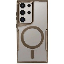 Evolvera Samsung Galaxy S24 Ultra Kılıf Boyi Magsafe Silikon Kapak - Kahverengi