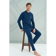 Remsa Erkek Interlok Penye Uzun Kol Pijama Takımı 2206 Açık Lacivert