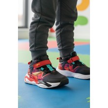 Marco Kids Siyah-Kırmızı Cırtlı Çocuk Spor Ayakkabı 161-T5411102 F