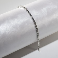 Silvalli 60 Mikron Oksitli Kare Kral Gümüş Bileklik