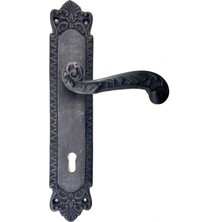 Çerçici Antika Tarz Dekoratif Pirinç Sultan Banyo Kapı Kolu - 270X54 mm, Oksit