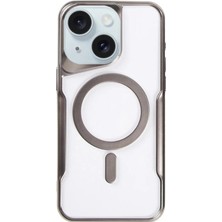 Evolvera Iphone 15 Plus Kılıf Boyi Magsafe Silikon Kapak - Titan Gri