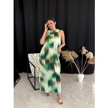 Luz Halter Yaka Şifon Elbise