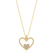 Emiliano Jewellery Kalp Tasarım Altın Kaplama Gümüş Kolye