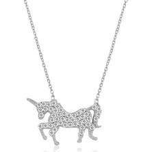 Emiliano Jewellery Silver 925 Ayar Zirkon Taşlı Pegasus Desenli Kolye
