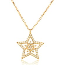 Emiliano Jewellery 925 Ayar Gümüş Zirkon Taşlı Yıldız Kolye