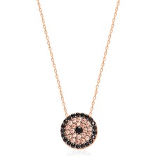 Emiliano Jewellery 925 Ayar Gümüş Zirkon Taşlı Yuvarlak Kolye