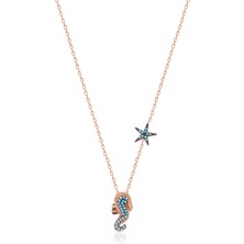 Emiliano Jewellery 925 Ayar Gümüş Zirkon Taşlı Deniz Atı Kolye
