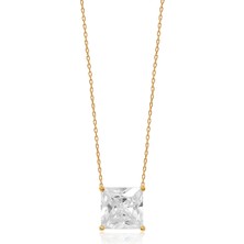 Emiliano Jewellery Zirkon Taşlı Pırlanta Montür Altın Kaplama Gümüş Kolye