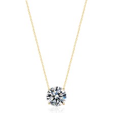 Emiliano Jewellery Silver 925 Ayar Zirkon Taşlı Yuvarlak Desenli Kolye