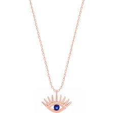 Emiliano Jewellery Silver 925 Ayar Zirkon Taşlı Göz Desenli Kolye