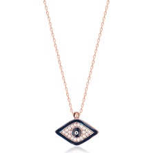 Emiliano Jewellery Silver 925 Ayar Zirkon Taşlı Göz Mineli Kolye