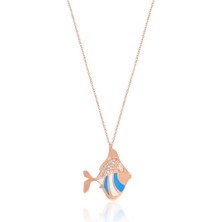Emiliano Jewellery 925 Ayar Zirkon Taşlı Mineli Balık Kolye
