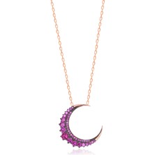 Emiliano Jewellery 925 Ayar Gümüş Zirkon Taşlı Hilal Kolye