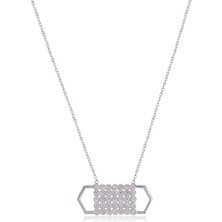 Emiliano Jewellery Silver 925 Ayar Zirkon Taşlı Geometrik Şekilli Kolye